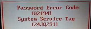Password error code dell